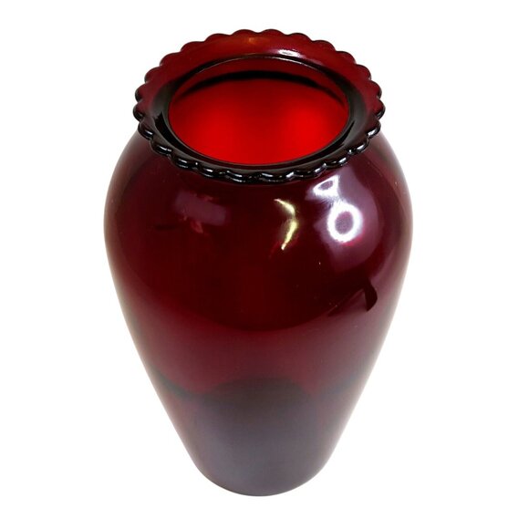 Anchor Hocking Royal Ruby 9" Flower Vase Vintage 1960s Red Glass Home Decor - Picture 2 of 4